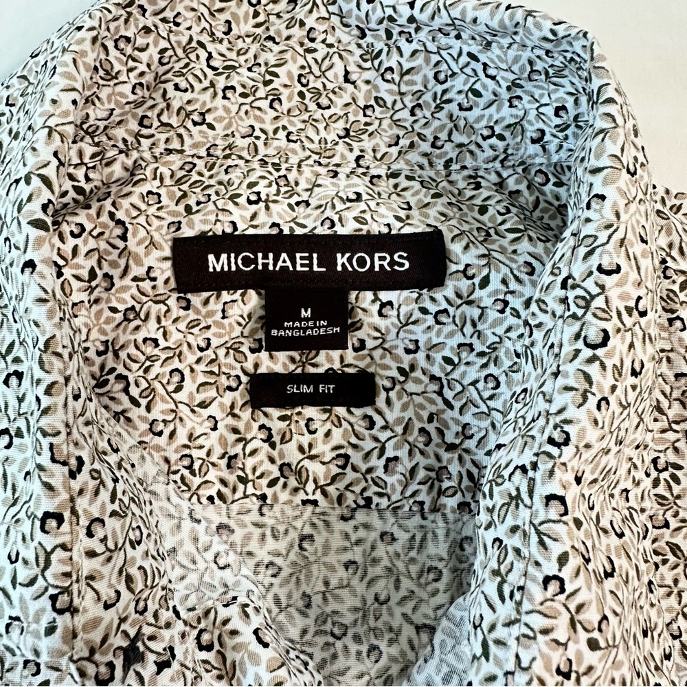 Michael Kors Men's Slim Fit Printed Button Down Shirt Size Medium
